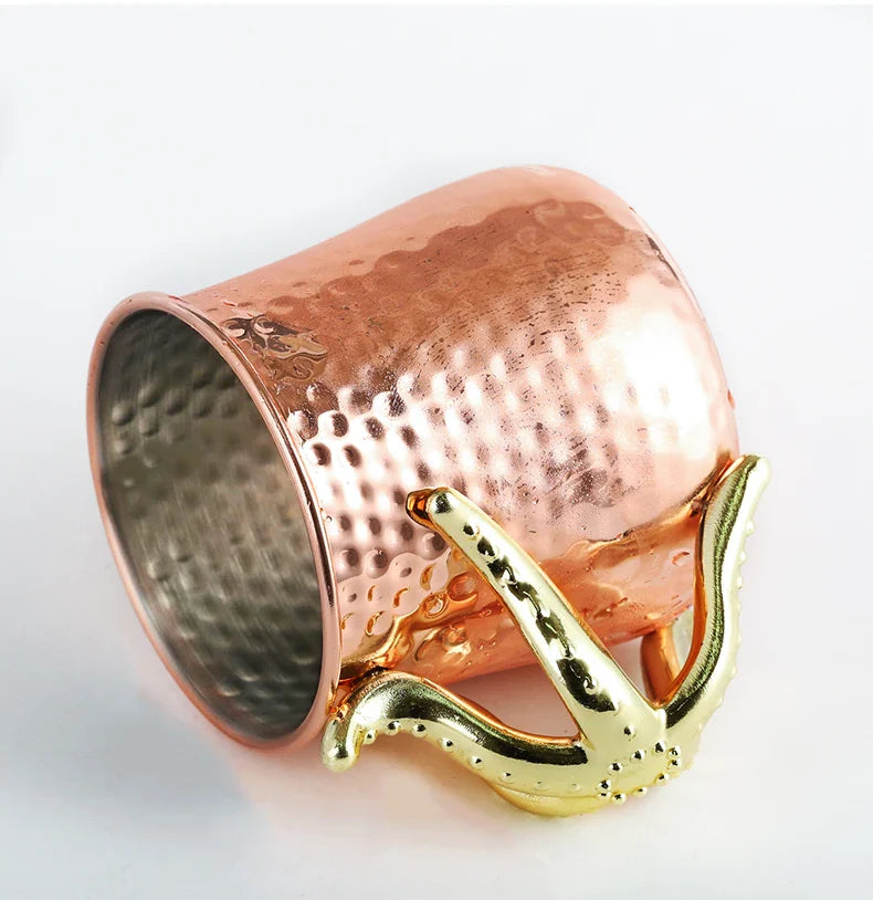 4PCS 550ml 18 Ounces Hammered Copper Plated  Moscow Mule Mug