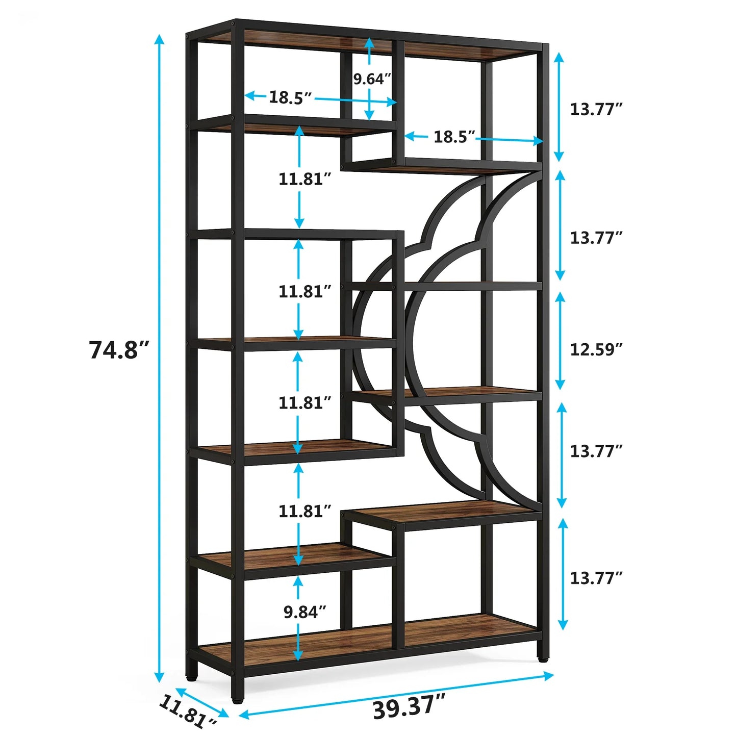 Tribesigns Bookshelf Industrial 5 Tier Etagere Bookcase,