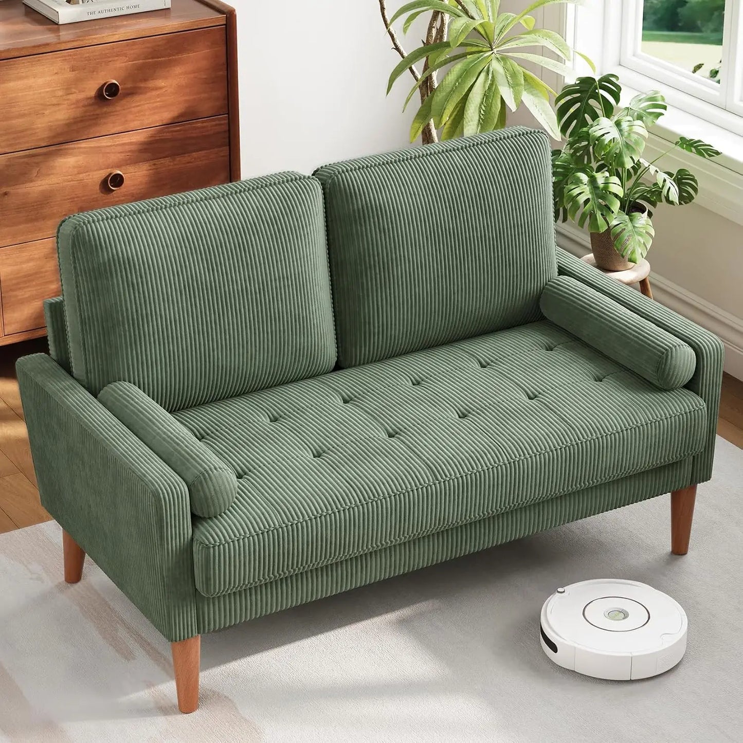 48 Inch Vesgantti Loveseat Sofa - Solid Wood Legs  Throw Pillow
