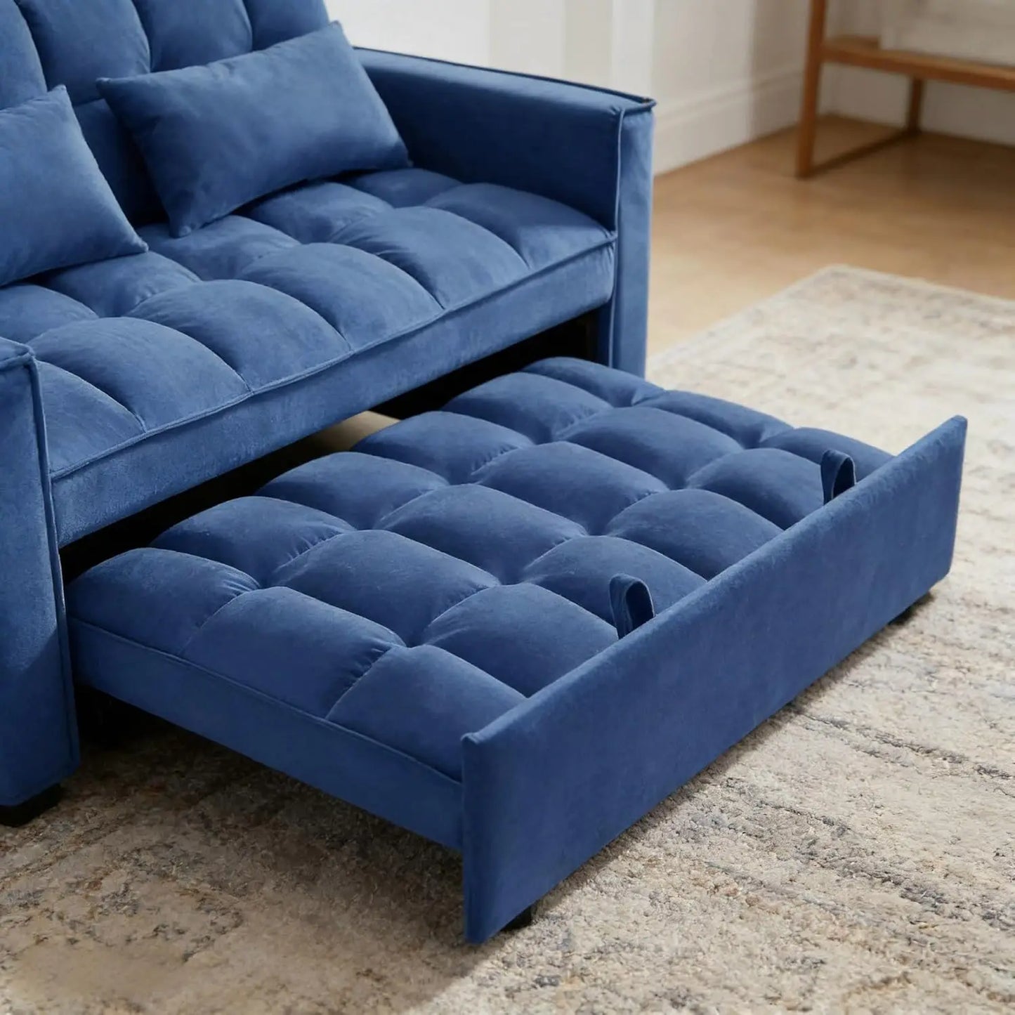 3 in 1 Convertible Sleeper Sofa Bed, Futon Couches for Living Room with Side Pocket