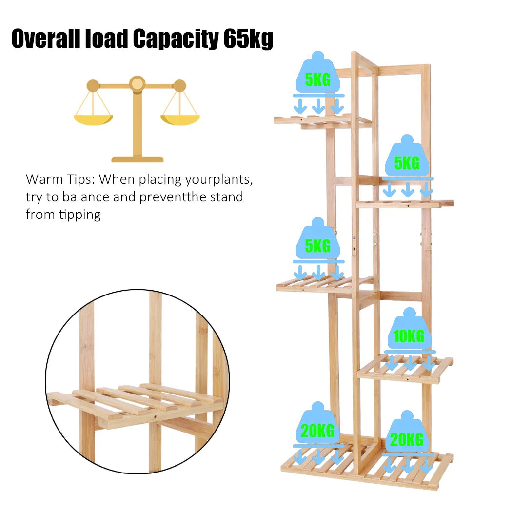 6/7 Pot Vertically Bamboo Flower Shelf  Plant Stand