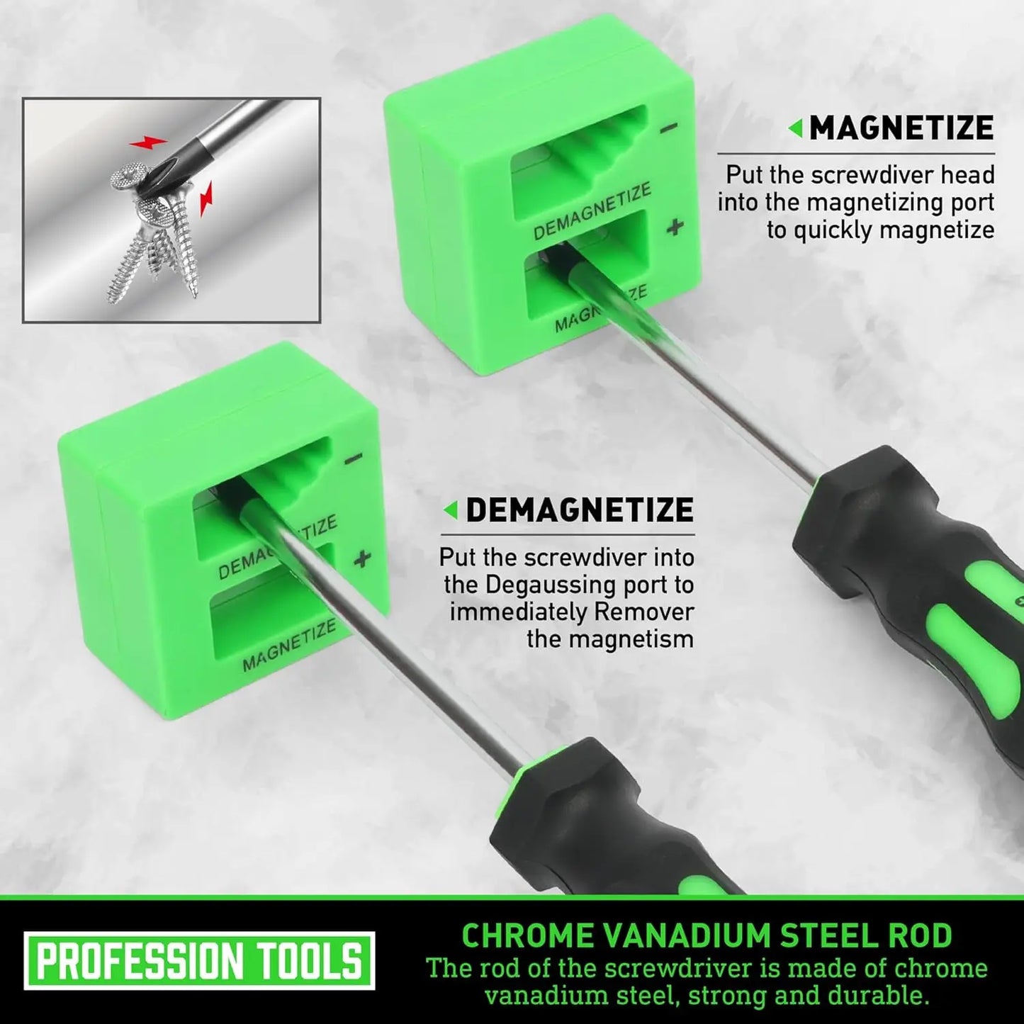 Magnetic Screwdriver Set, 43-Piece with Case, Includes Slotted, Phillips, Hex, Pozidriv, Torx - Green