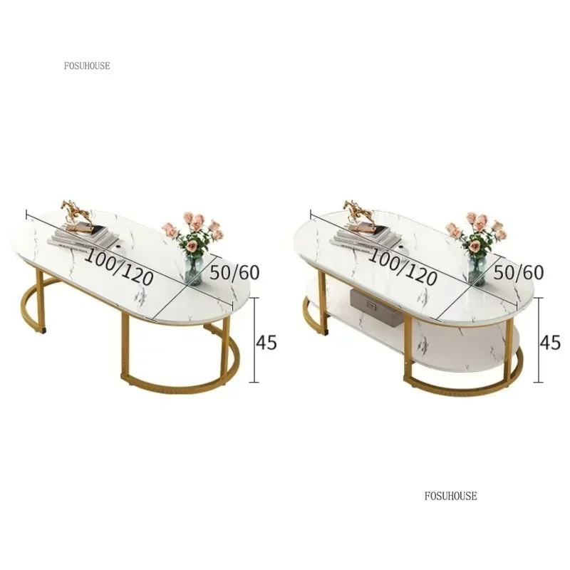 Minimalist Storage Oval  Modern Design Coffee Table