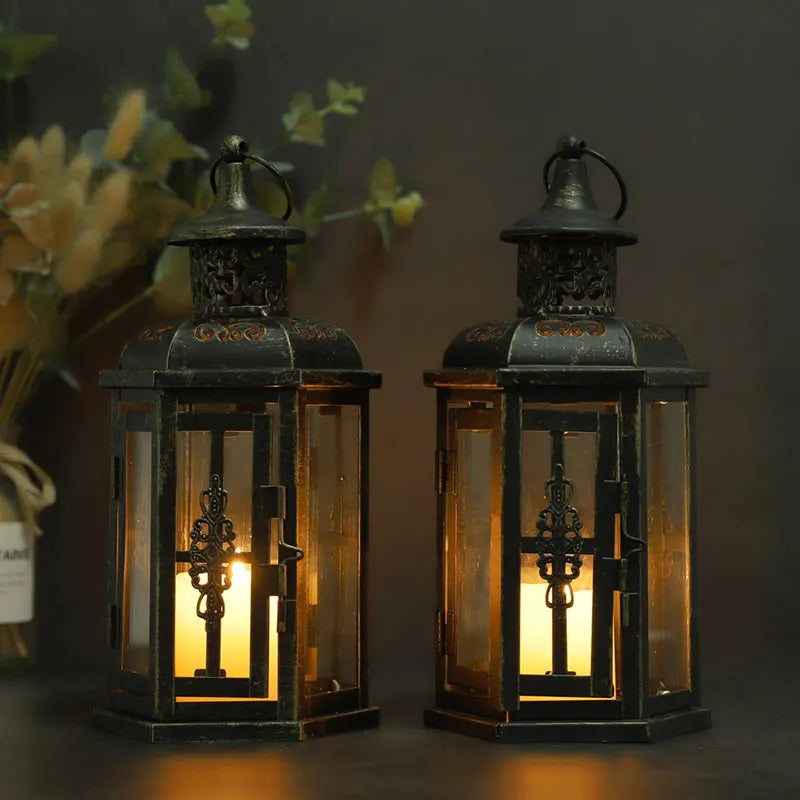 Vintage Nordic Candle Holder Lanterns Candles Aesthetic Hanging Lantern