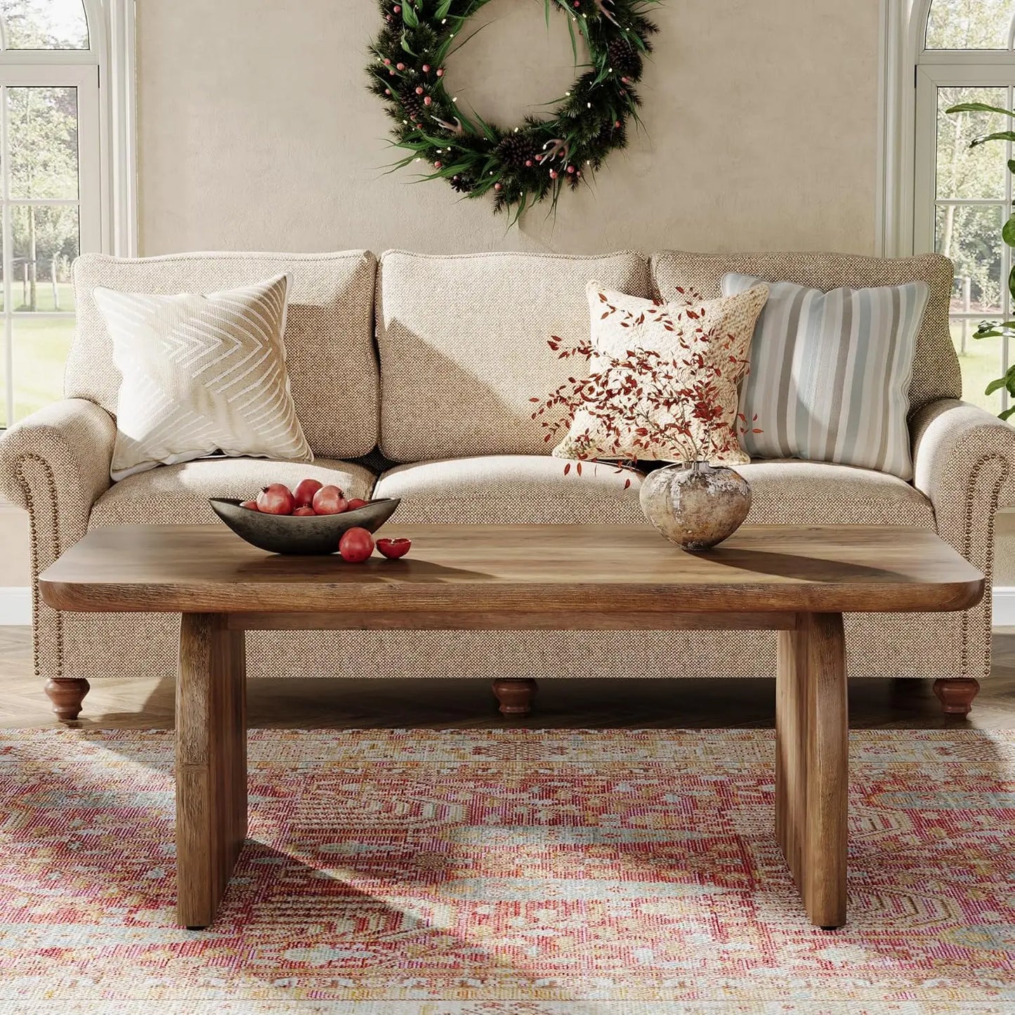 Rectangle Coffee Table,, Farmhouse Accent Center Low Cocktail