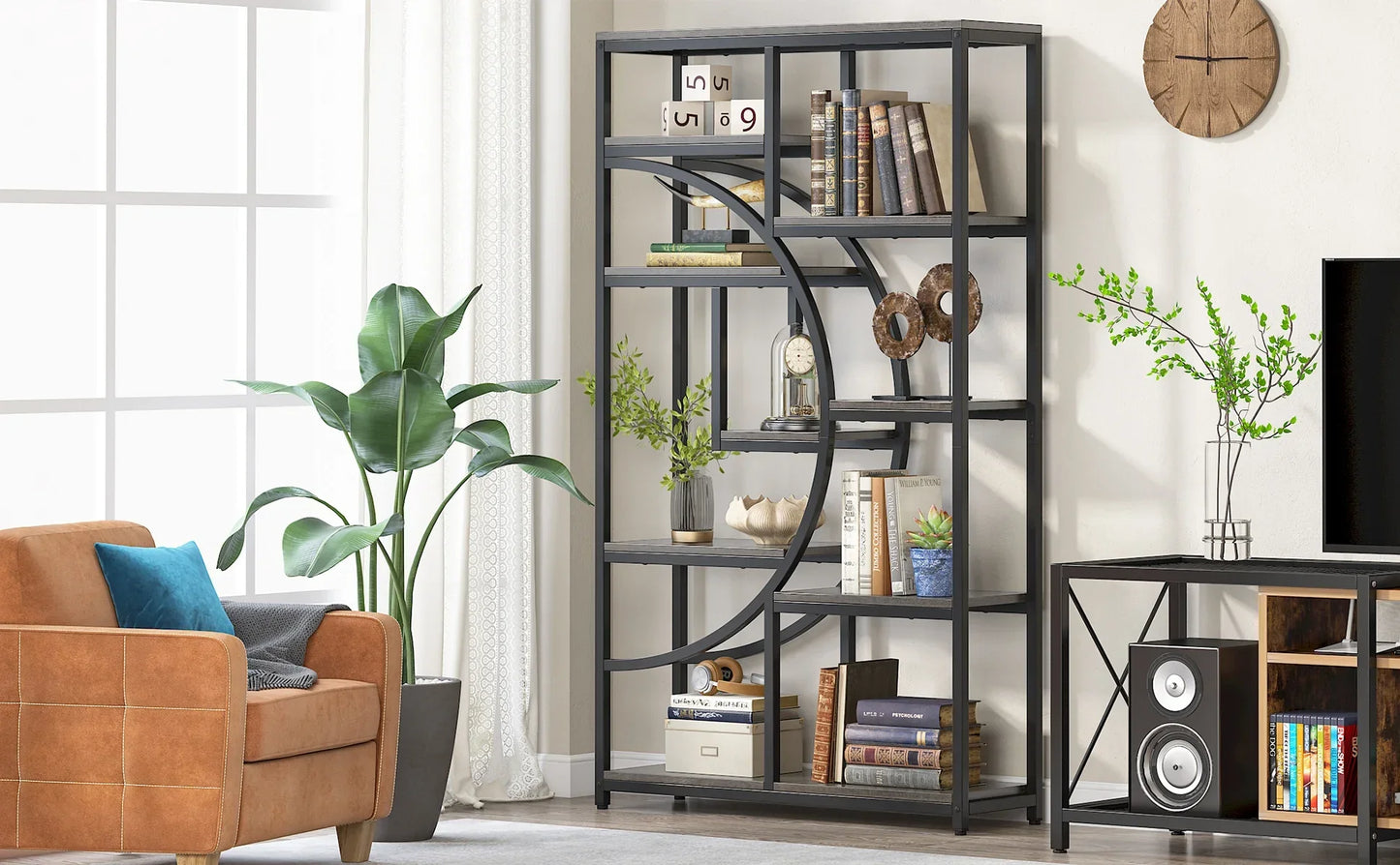 Tribesigns Bookshelf Industrial 5 Tier Etagere Bookcase,