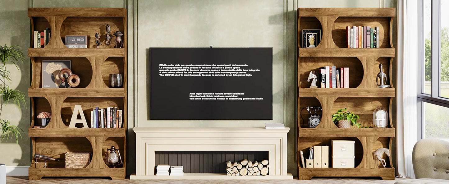 Tribesigns 71" Tall Bookcase, 4-Tier S-Shaped Bookshelf, Wood Modern Freestanding Display Shelves