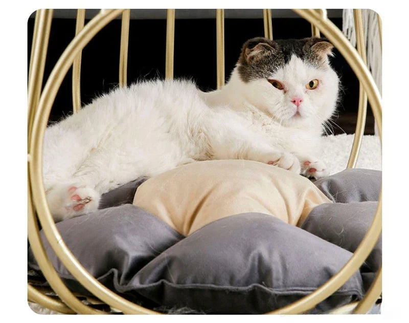 Creative Nordic Iron Tea Table Round Coffee Table for Living Room Cat House Bed
