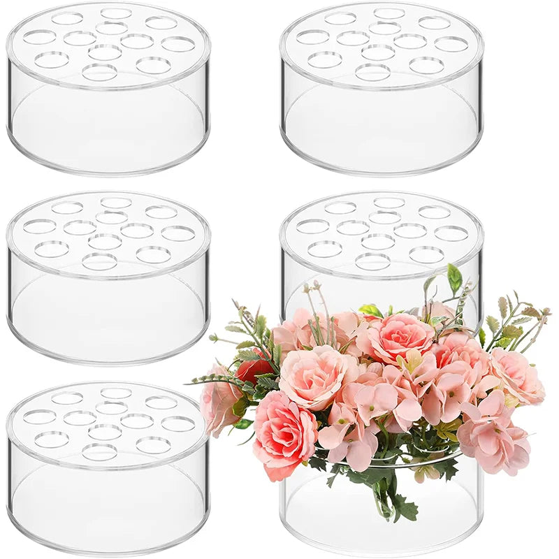 12 Hole Circular Acrylic Vase, 2.55 Inches High With Holes