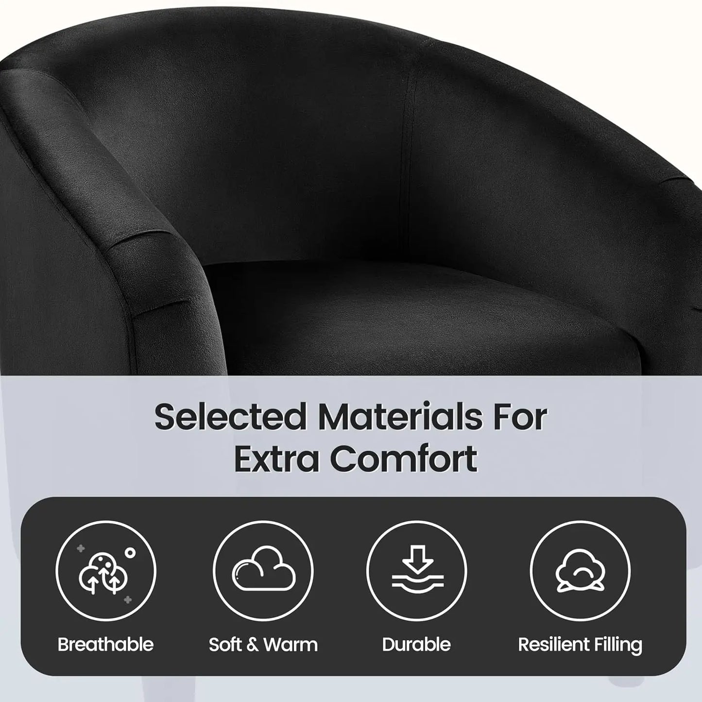 Barrel Chair, Modern Accent Chair Comfy Velvet Chair  for Living Room Bedroom Office,