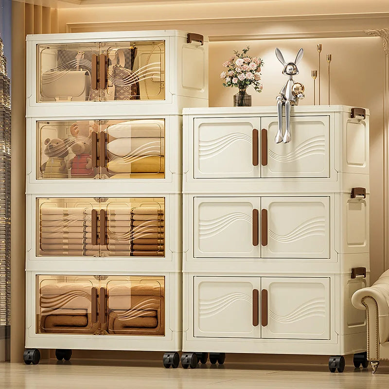 Foldable Storage Box with Clear Door - Spacious, Durable, - Ideal for Organizing Clothes, Books, Toys, and