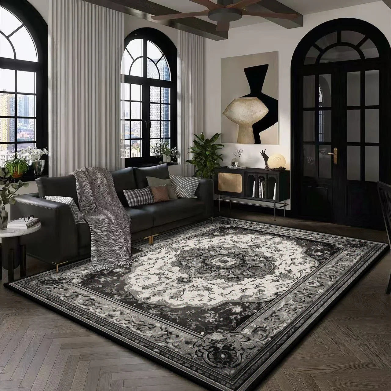 Large Modern Area Rug for Living Room  Plush Non-Slip Floor Machine Washable