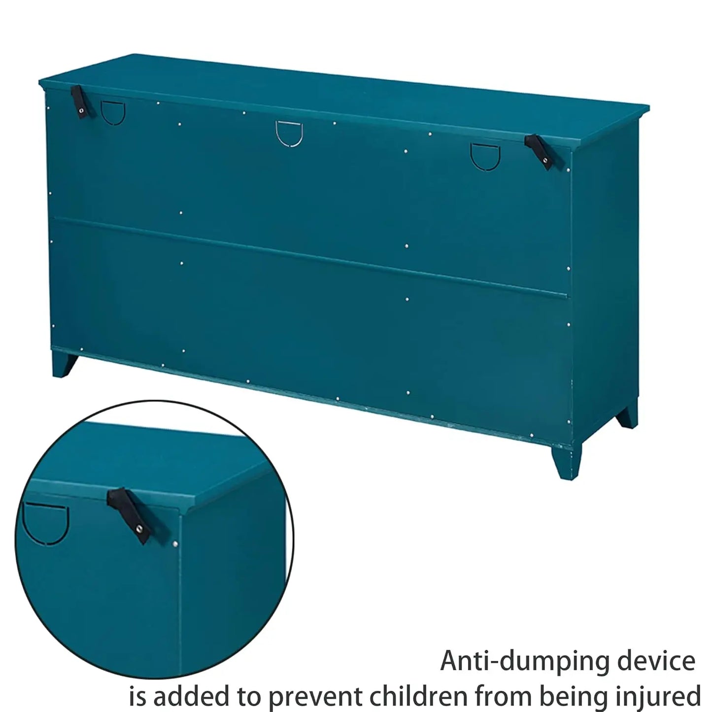 60”W Blue Console Table  Wood Sideboard with Adjustable Shelves and Doors,