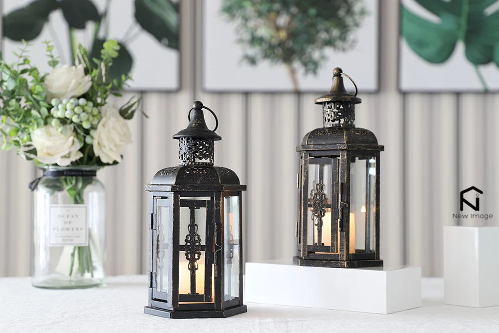 Vintage Nordic Candle Holder Lanterns Candles Aesthetic Hanging Lantern