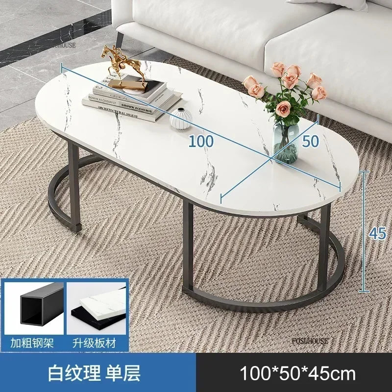 Minimalist Storage Oval  Modern Design Coffee Table