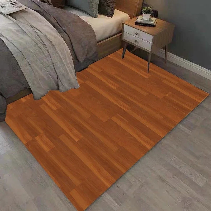 Rectangular Staggered 3d Planks Carpet Geometric Wood Grain Non-Slip Floor Rug