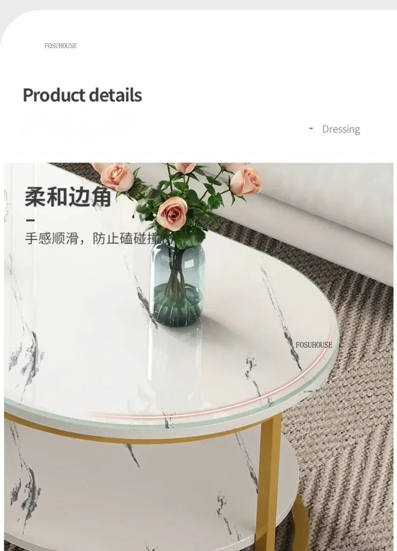 Minimalist Storage Oval  Modern Design Coffee Table