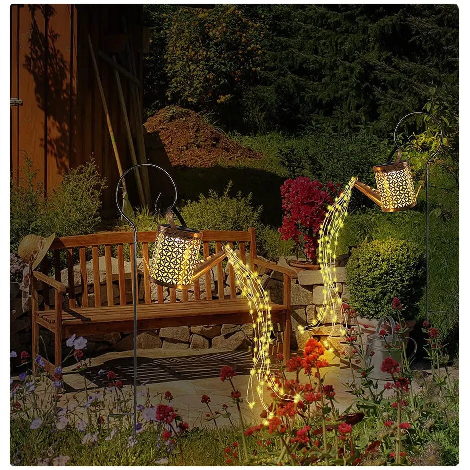 1pc Solar Watering Can with Lights Outdoor Solar Garden Lights