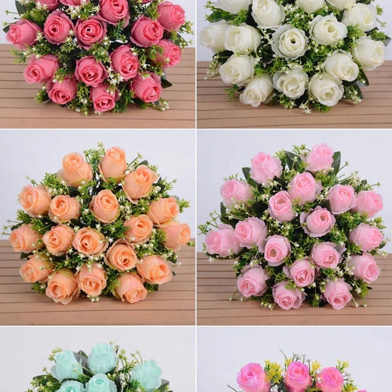 18 Heads Rose Bouquet  Silk  Bouquet Wedding  Flowers