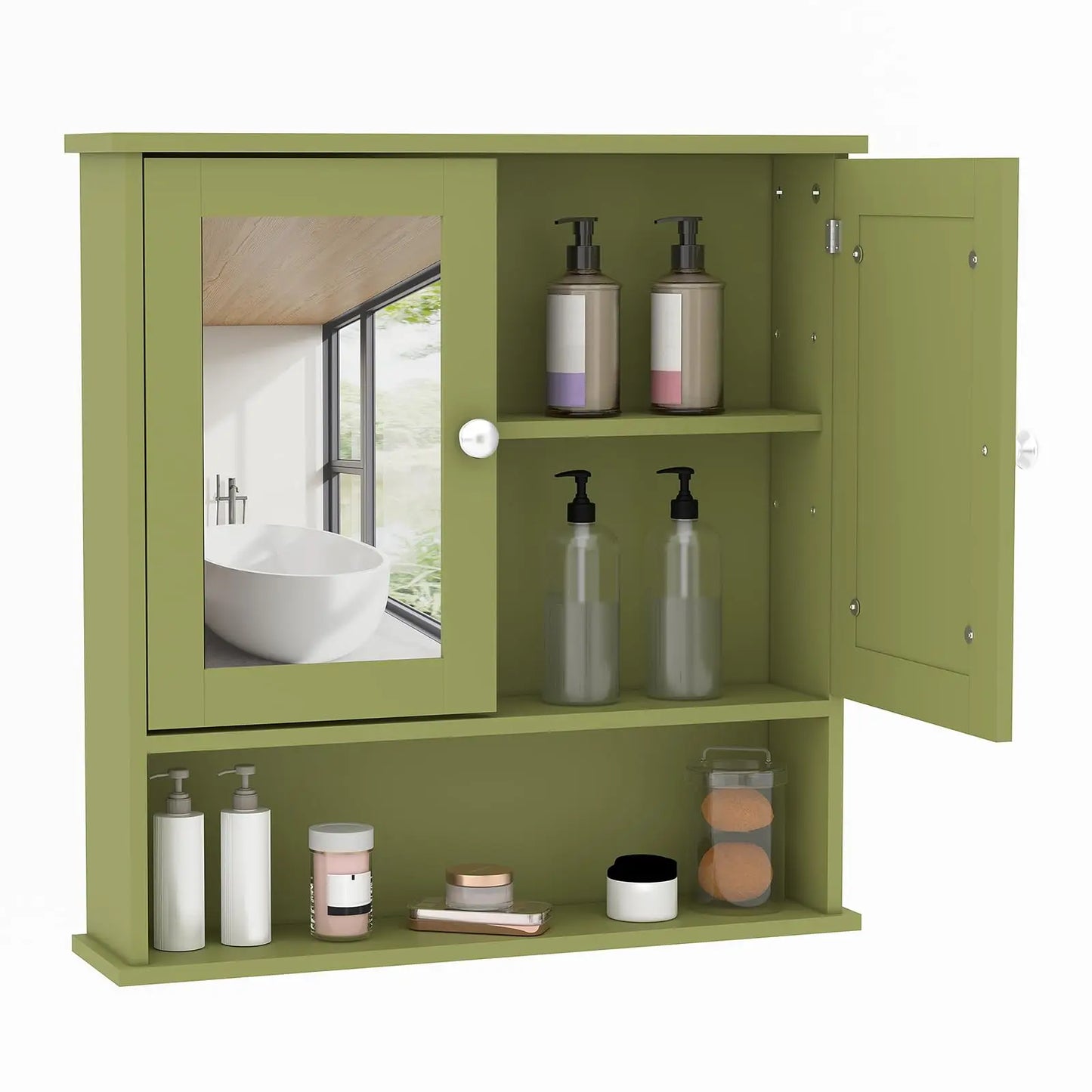 Wall Mounted Medicine Cabinet With Mirror, Adjustable Shelves, Over Toilet Storage, Rustic Cabinet