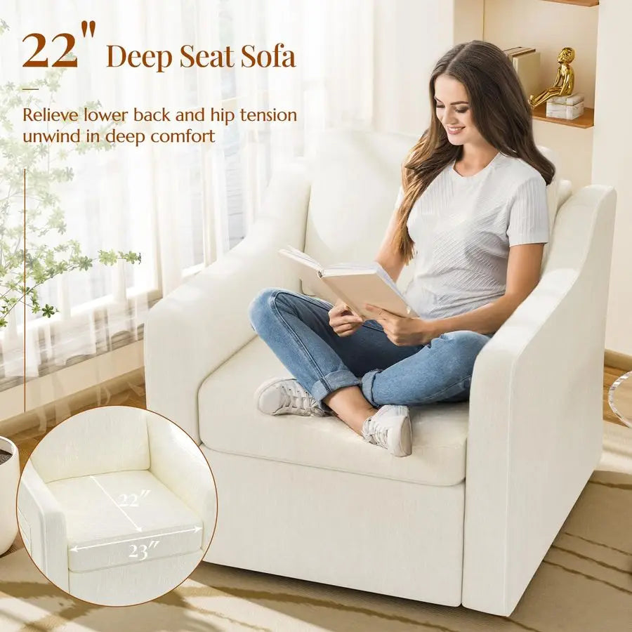 Swivel Accent Chair Set of 2, Large Comfy Reading Chairs, Upholstered