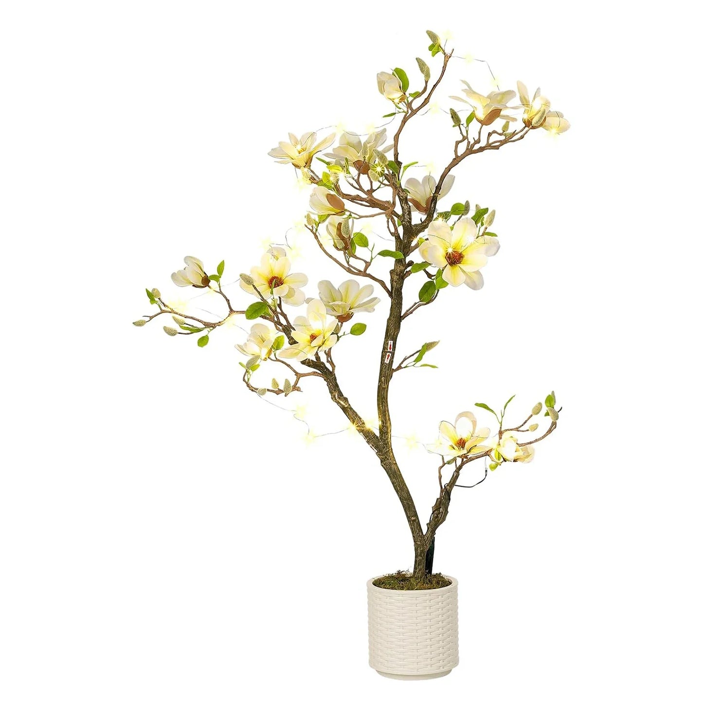 Artificial Magnolia Plant Faux Flower Trees  with LED Light for Yard Patio Home