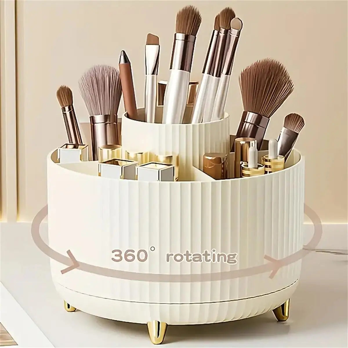 360° Rotating Makeup Organizer - 1pc with 5 Compartments