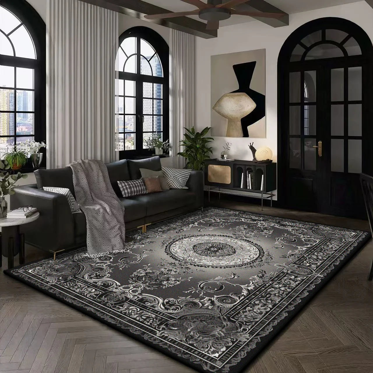 Large Modern Area Rug for Living Room  Plush Non-Slip Floor Machine Washable