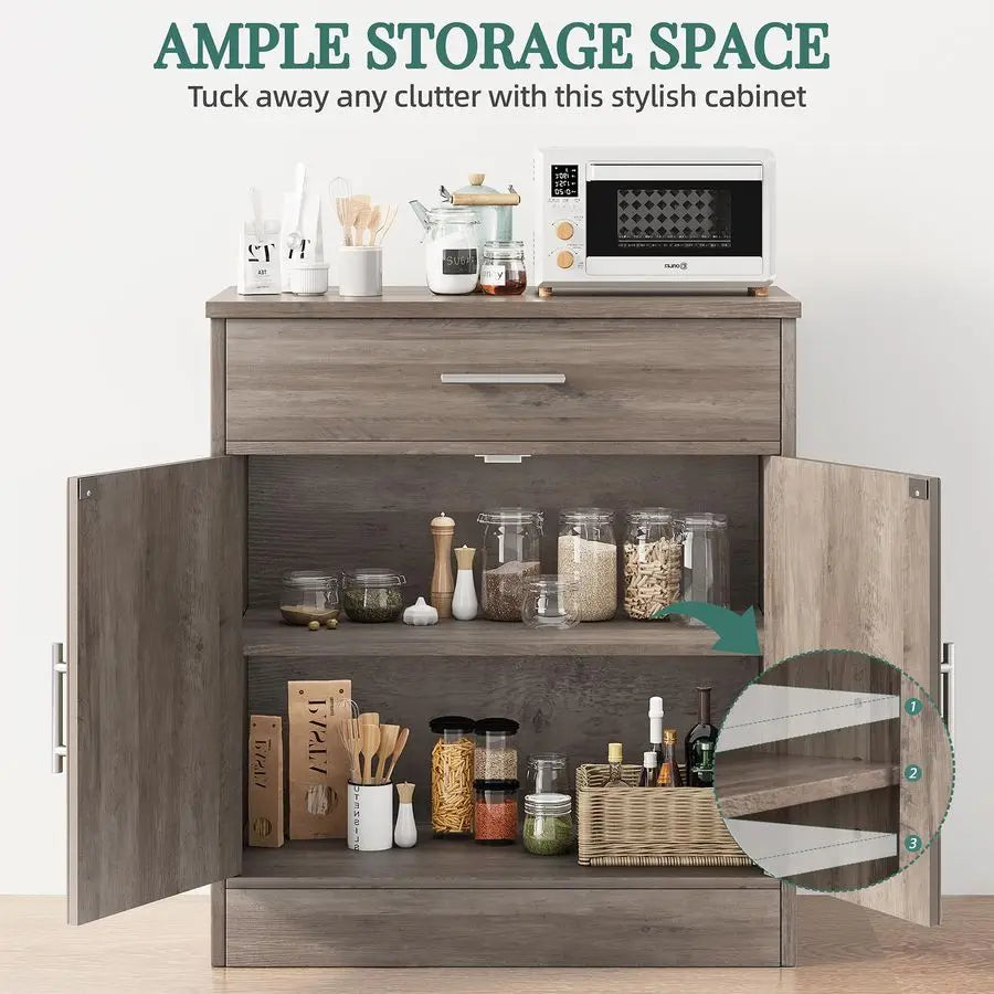 Farmhouse Storage Cabinets with Doors and Shelves,,Coffee Bar Cabinet