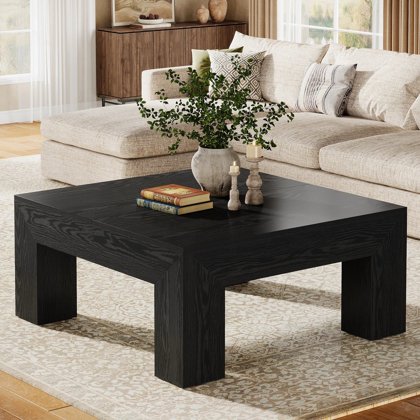 Tribesigns 39.4-Inch Square Coffee Table for Living Room, Farmhouse
