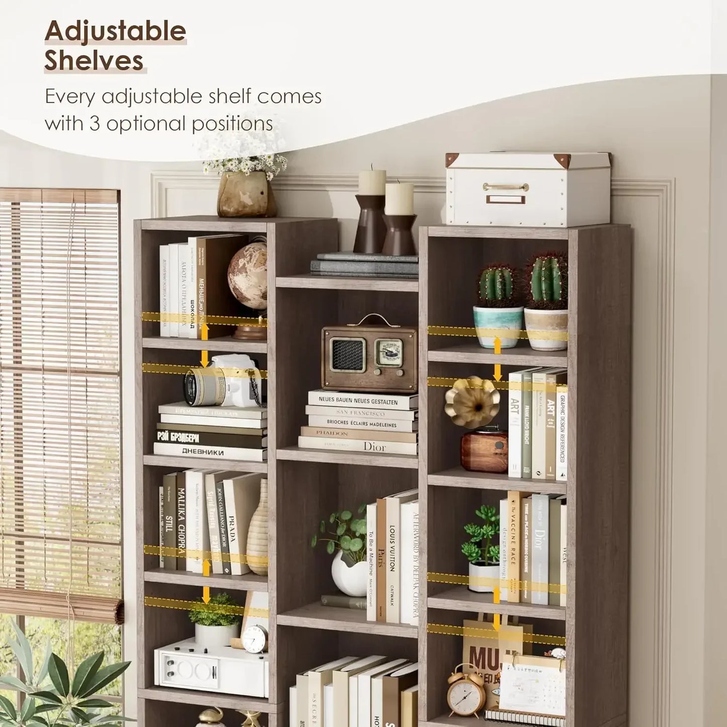 Hot sales[New Arrival!]Triple Wide 8 Tier Media Storage Tower Rack, with Adjustable Shelves,