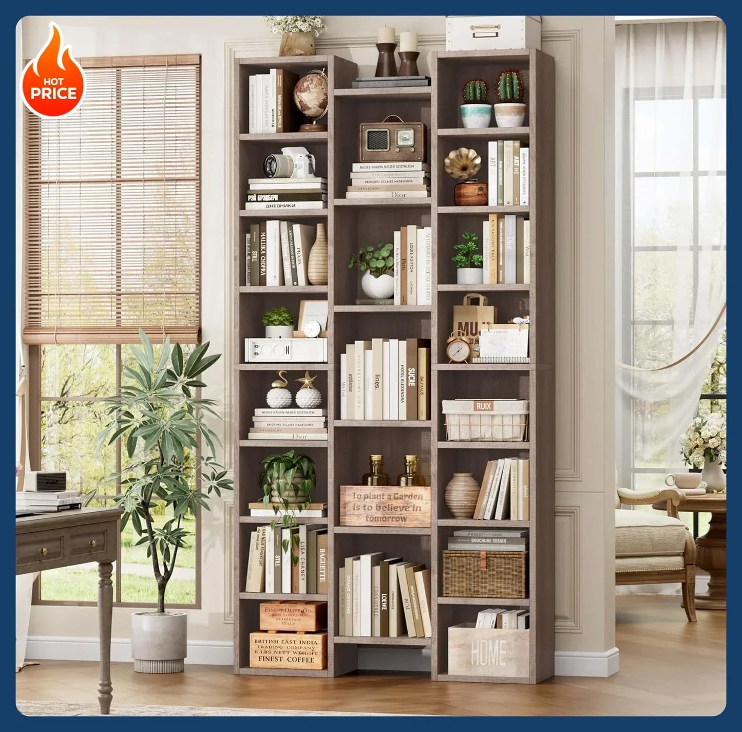Hot sales[New Arrival!]Triple Wide 8 Tier Media Storage Tower Rack, with Adjustable Shelves,