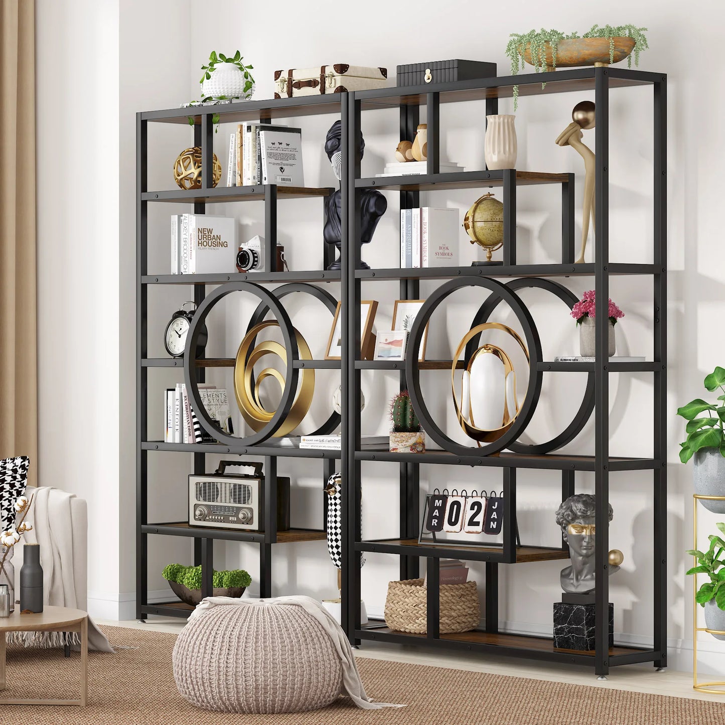 Tribesigns Bookshelf Industrial 5 Tier Etagere Bookcase,