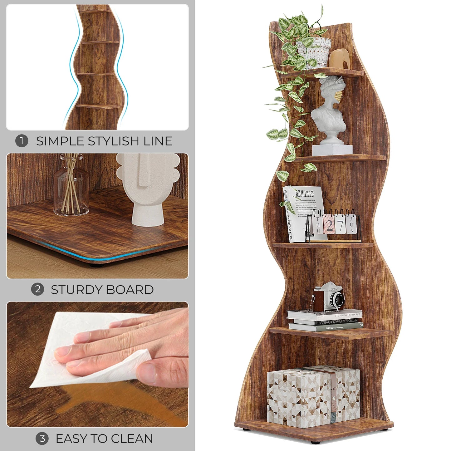 Tribesigns Corner Shelf, Modern 5-Tier Wall