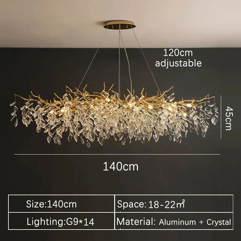 2025 Luxury Gold Crystal LED Chandeliers Living Dining  Lustre Ceiling Pendant Lamps I