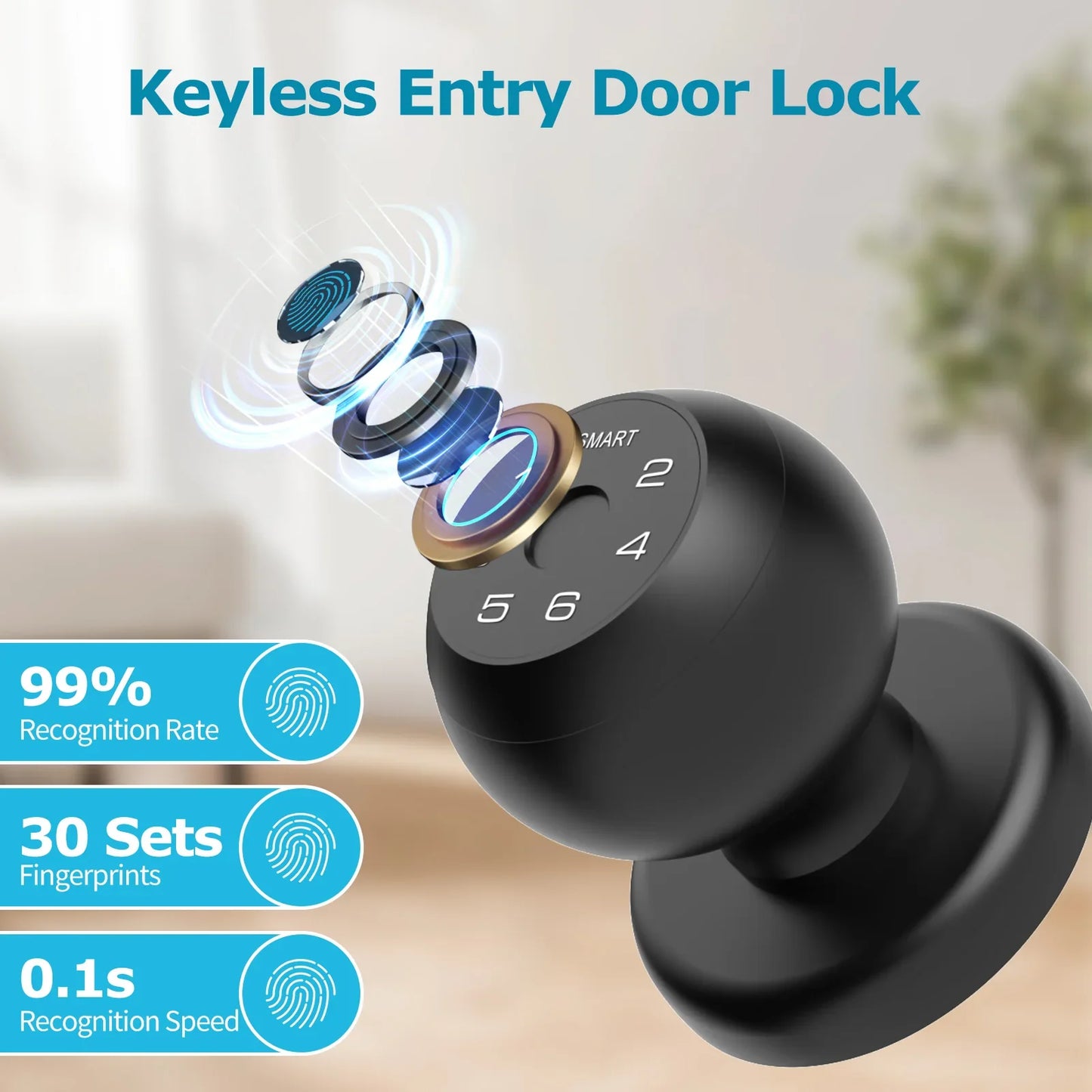 Viladepot Smart Lock Fingerprint Door Lock App Control  Electronic Touchscreen Keypad Indoor