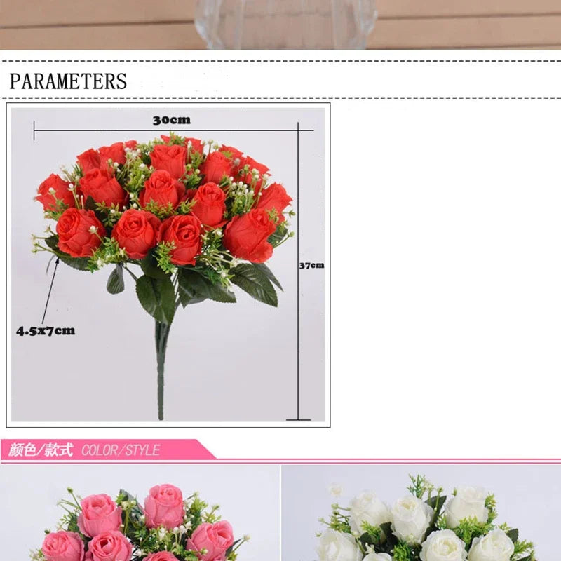 18 Heads Rose Bouquet  Silk  Bouquet Wedding  Flowers