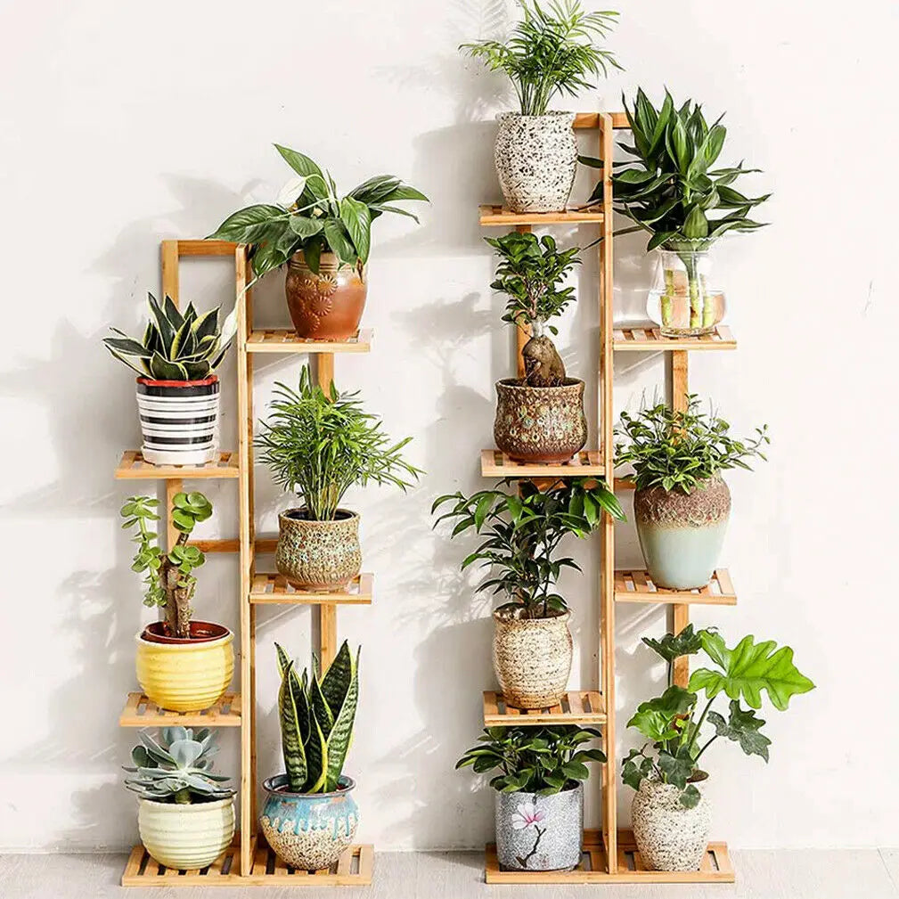 6/7 Pot Vertically Bamboo Flower Shelf  Plant Stand