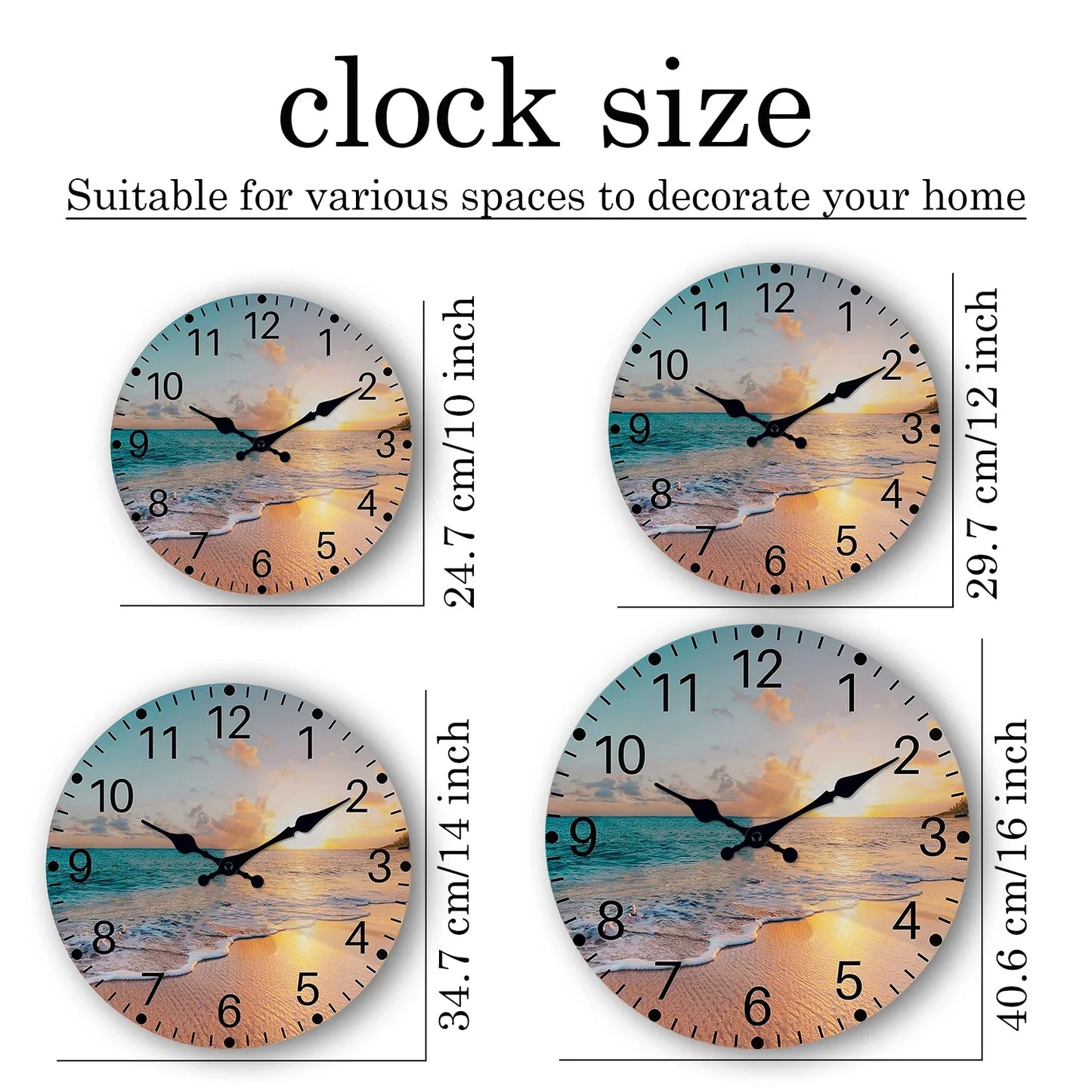 Beach Sea Starfish Shells Blue Wall Clocks Non Ticking