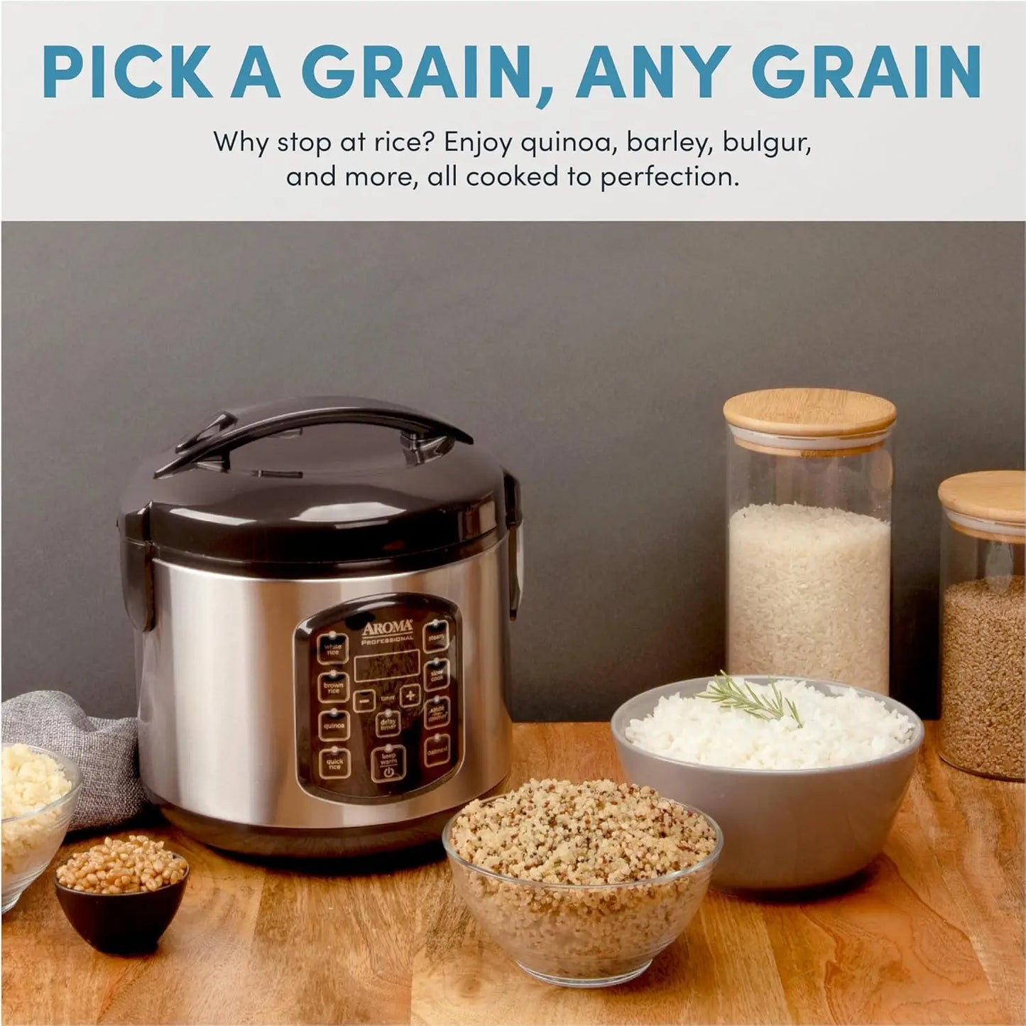 4-Cup Digital Rice Cooker & Multicooker with Steamer, Slow Cook 2 Qt Stainless Steel