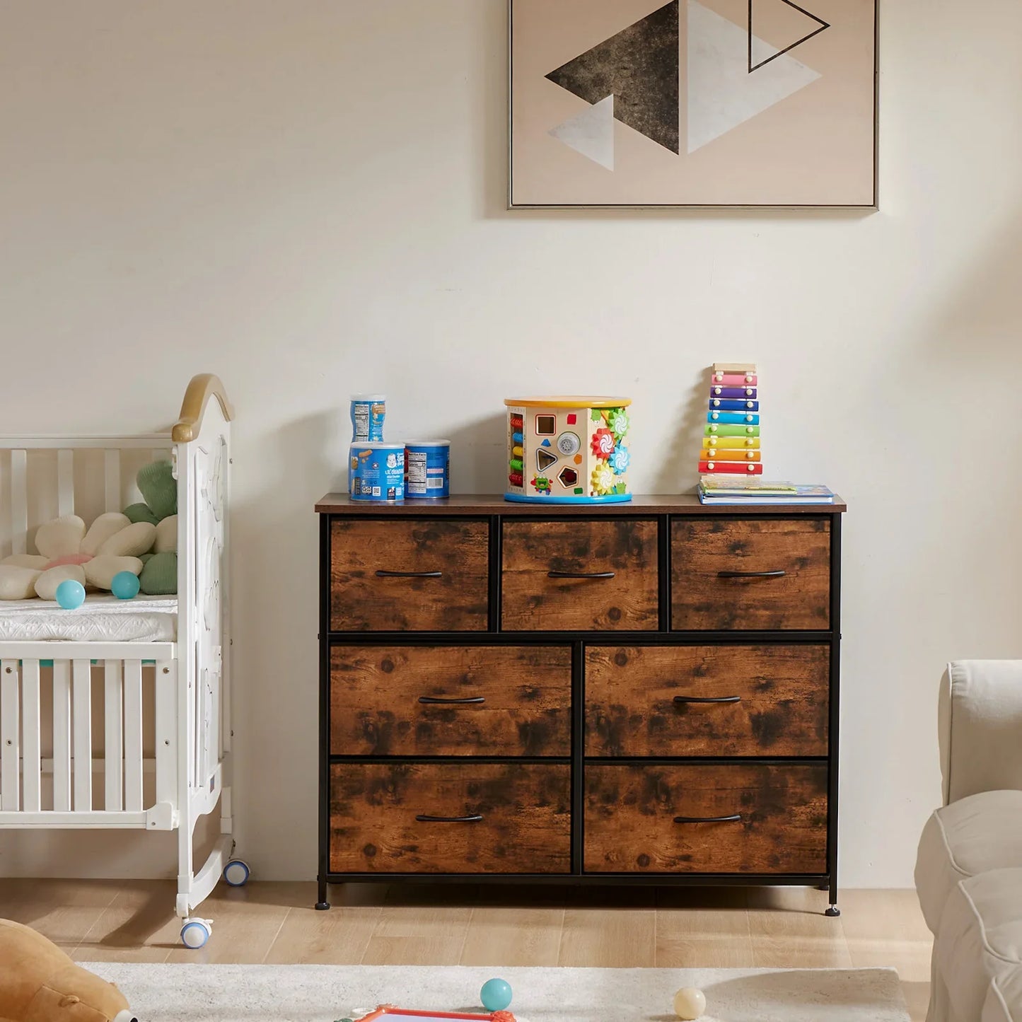 JHK Desser For Bedroom With 7 Fabric Drawers Closet Chest For Living Room Display Cabinet