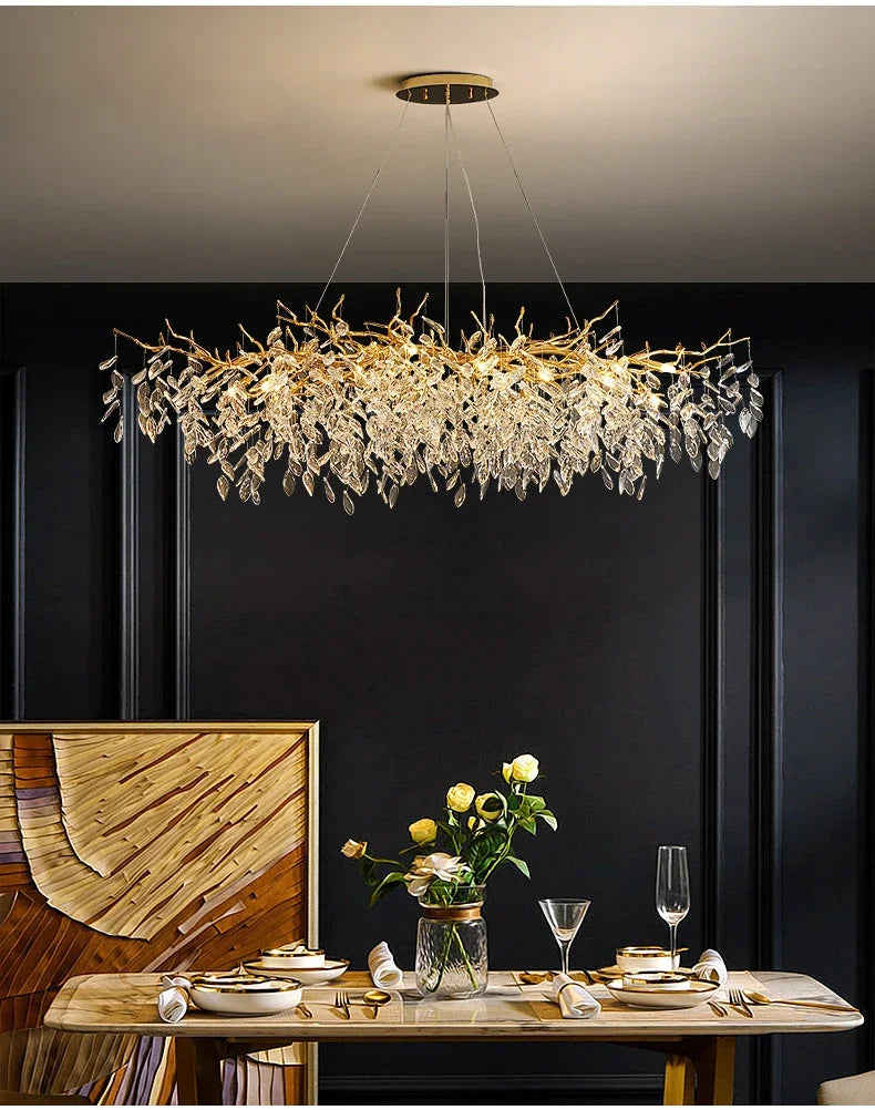 2025 Luxury Gold Crystal LED Chandeliers Living Dining  Lustre Ceiling Pendant Lamps I