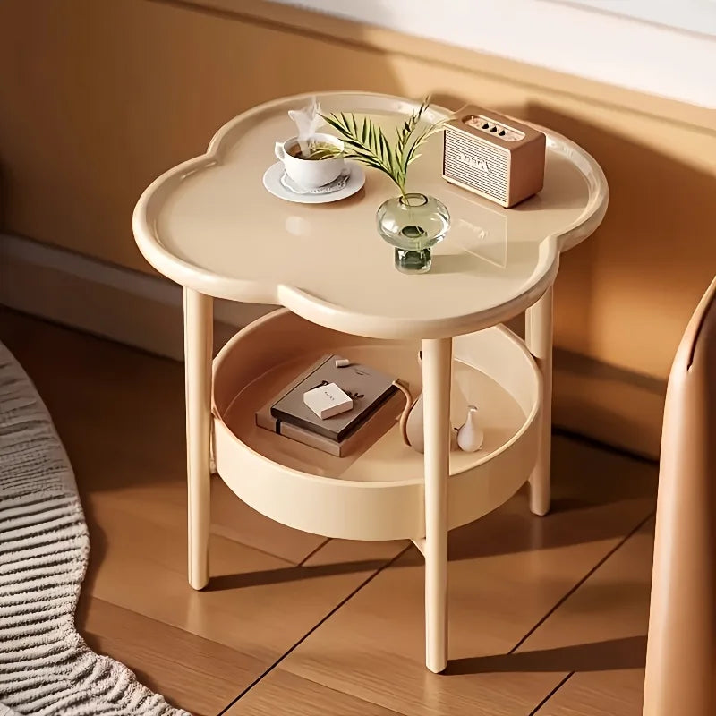 Stylish Modern Round Side Table with Storage Shelf