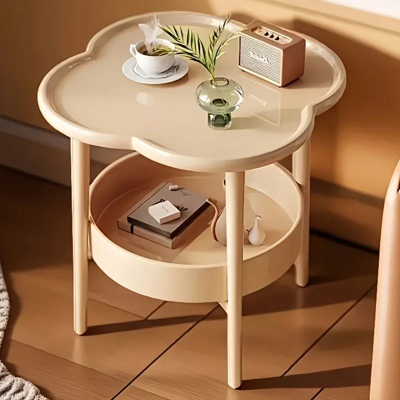 Stylish Modern Round Side Table with Storage Shelf