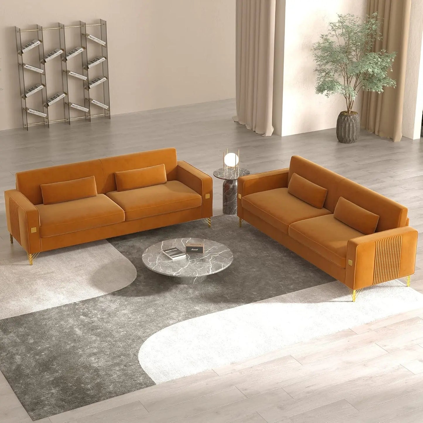 85.63" Velvet Sofa,Modern Loveseat Couch with Pillows Set of 2 for Living Room,Bedroom  6 different colors