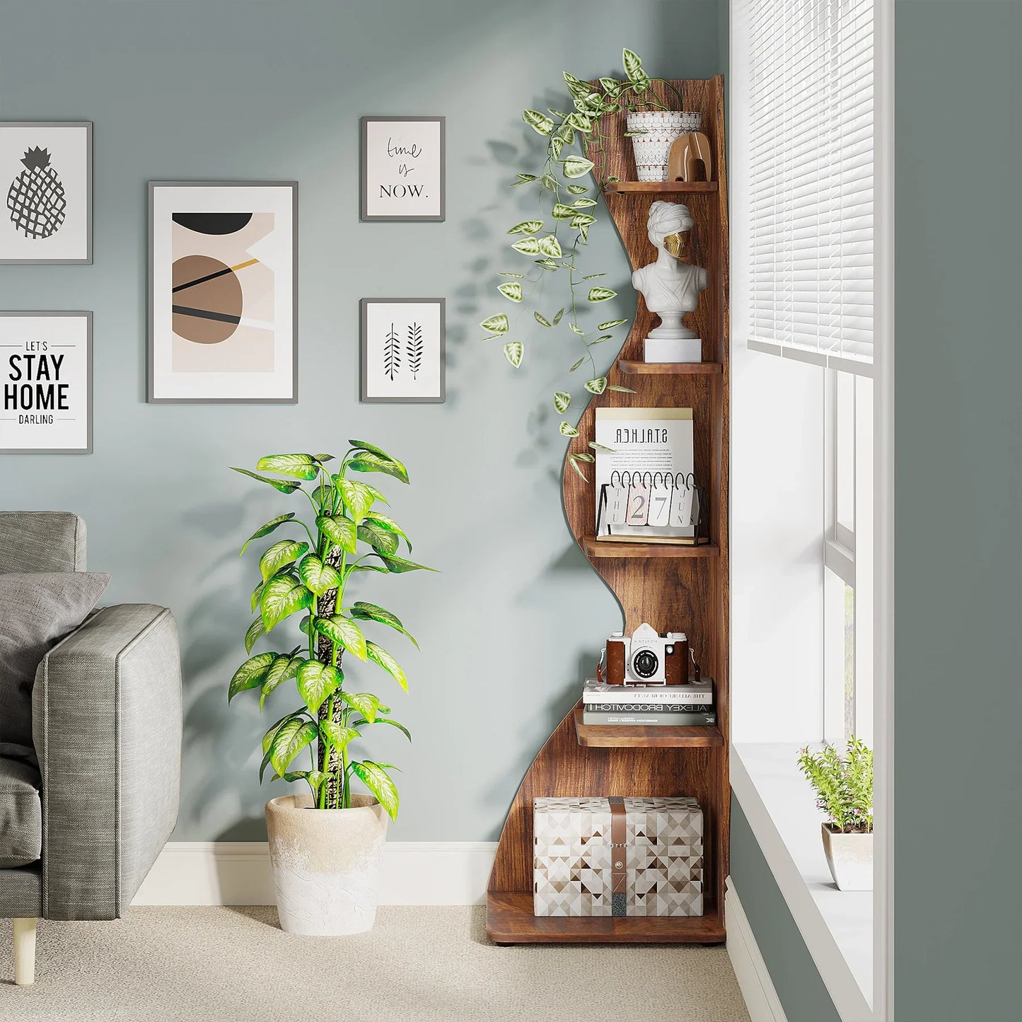 Tribesigns Corner Shelf, Modern 5-Tier Wall