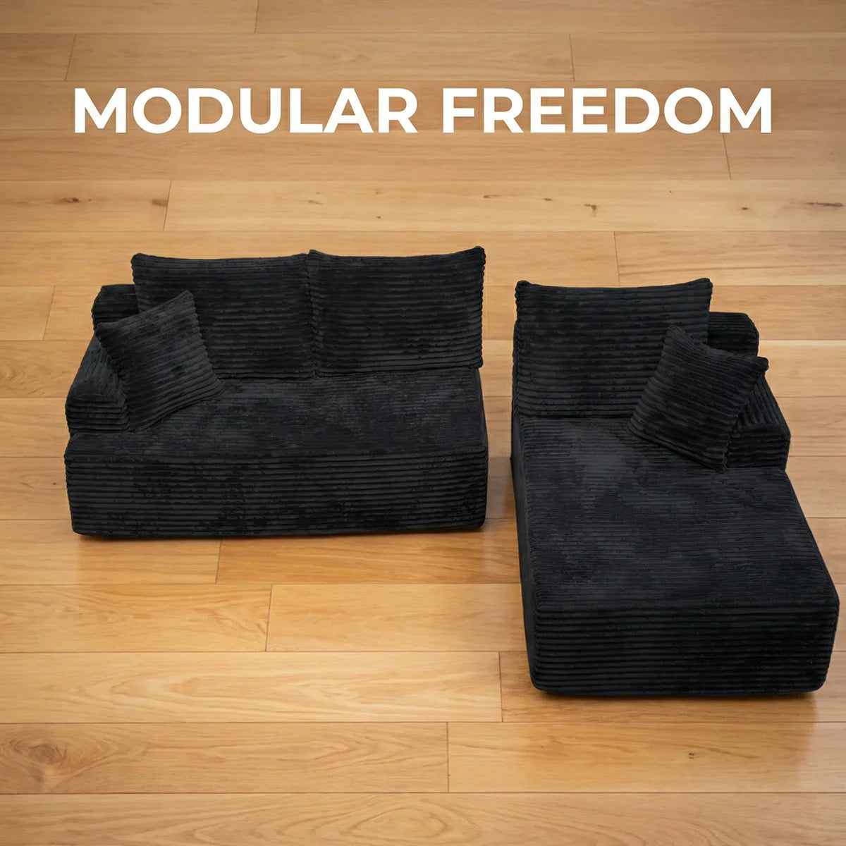 95" L-Shaped Sofa Chaise, Rabbit Fleece Upholstery, Ultra Soft & Comfortable, Ready to Use Out of the Box
