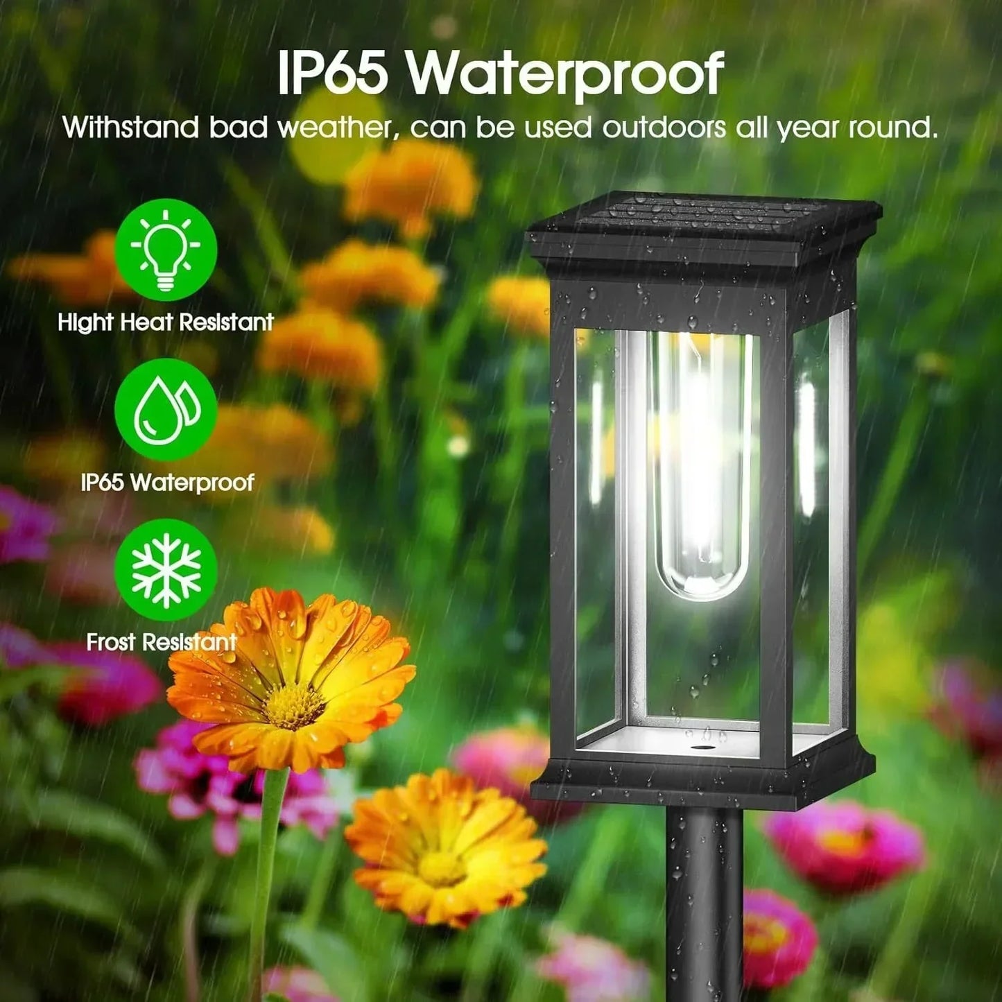 Waterproof LED Solar Lights for Garden Yard Driveway -  Outdoor Landscape Lighting Auto On/Off