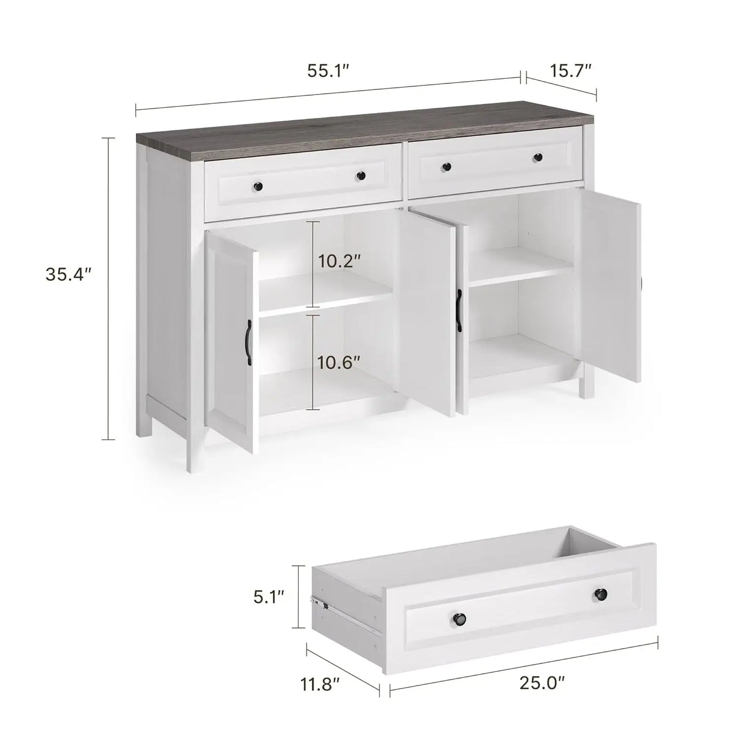 Farmhouse Kitchen Sideboard Buffet Cabinet with Storage, Wood Coffee Bar and Storage Sideboard