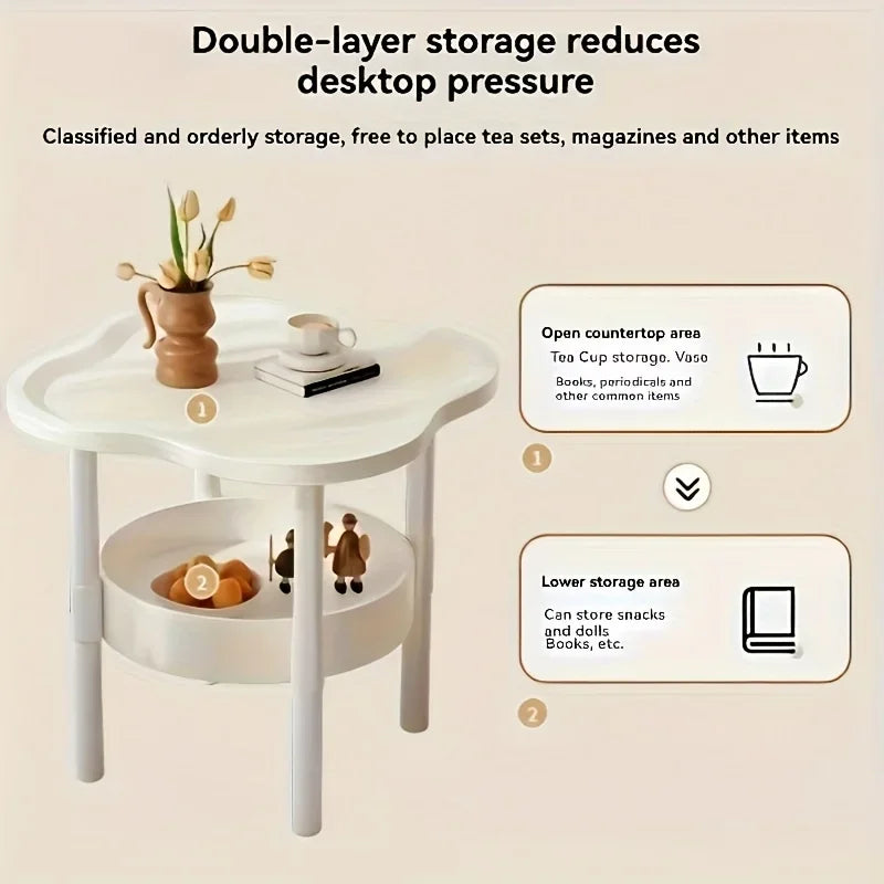 Stylish Modern Round Side Table with Storage Shelf